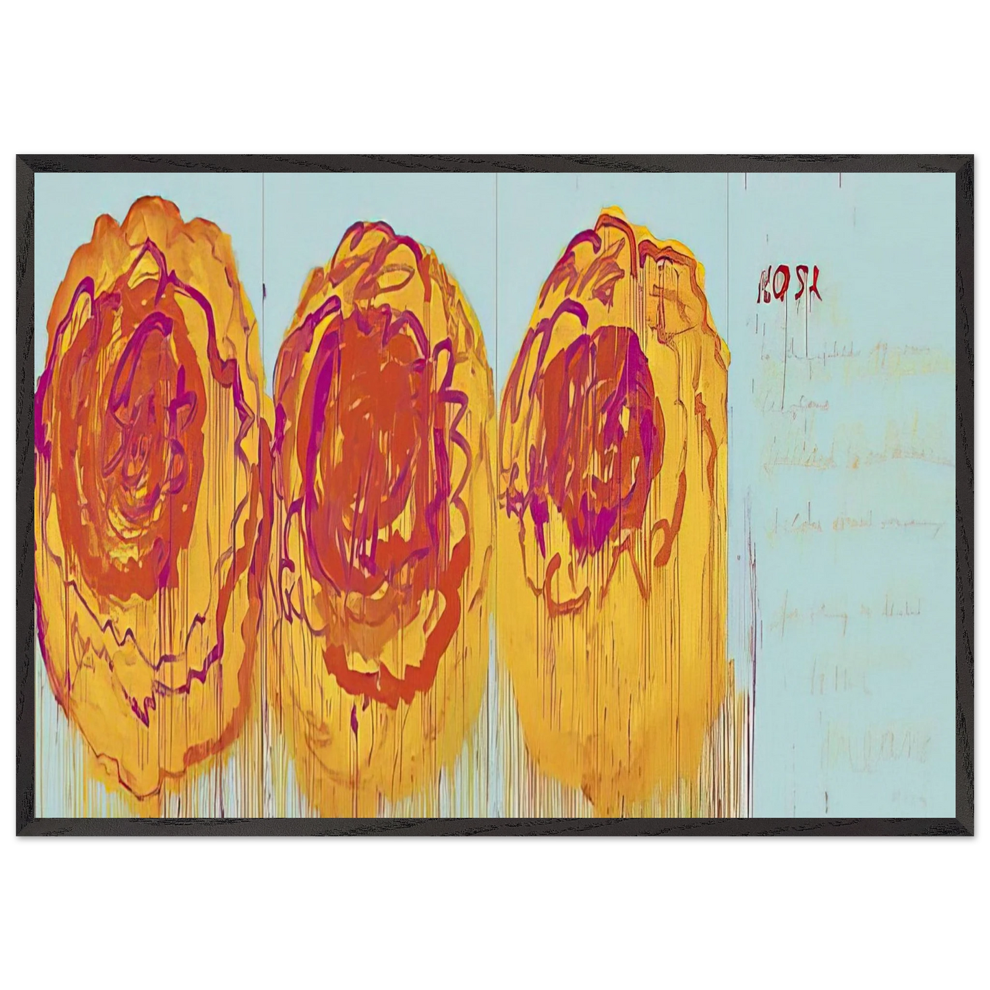 The Rose I - Cy Twombly 70x100 cm / 28x40 inches Framed Art Print – Black Wooden Frame