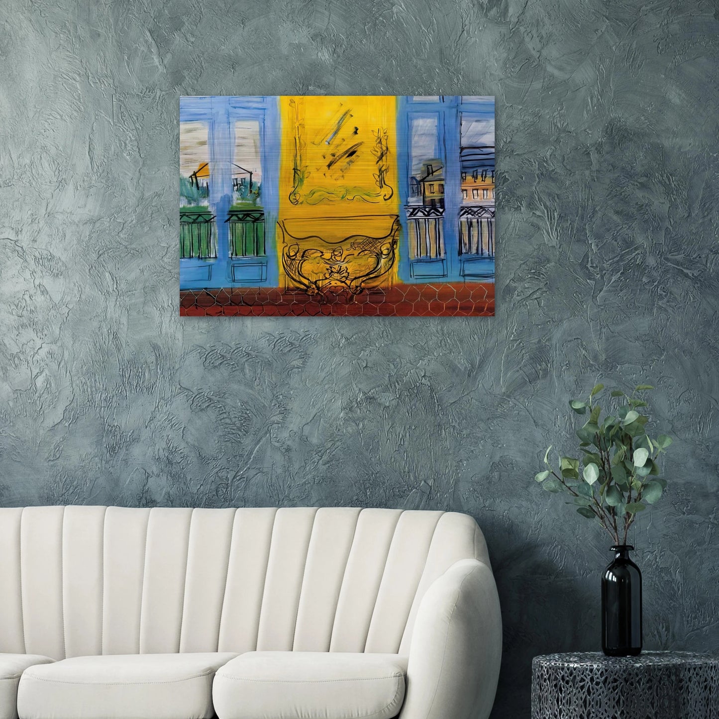 CONSOLE WITH TWO WINDOWS 1948 - Raoul Dufy Brushed Aluminum Print - 70x100 cm / 28x40 inches | Raoul Dufy Aluminum Print | Raoul Dufy Prints