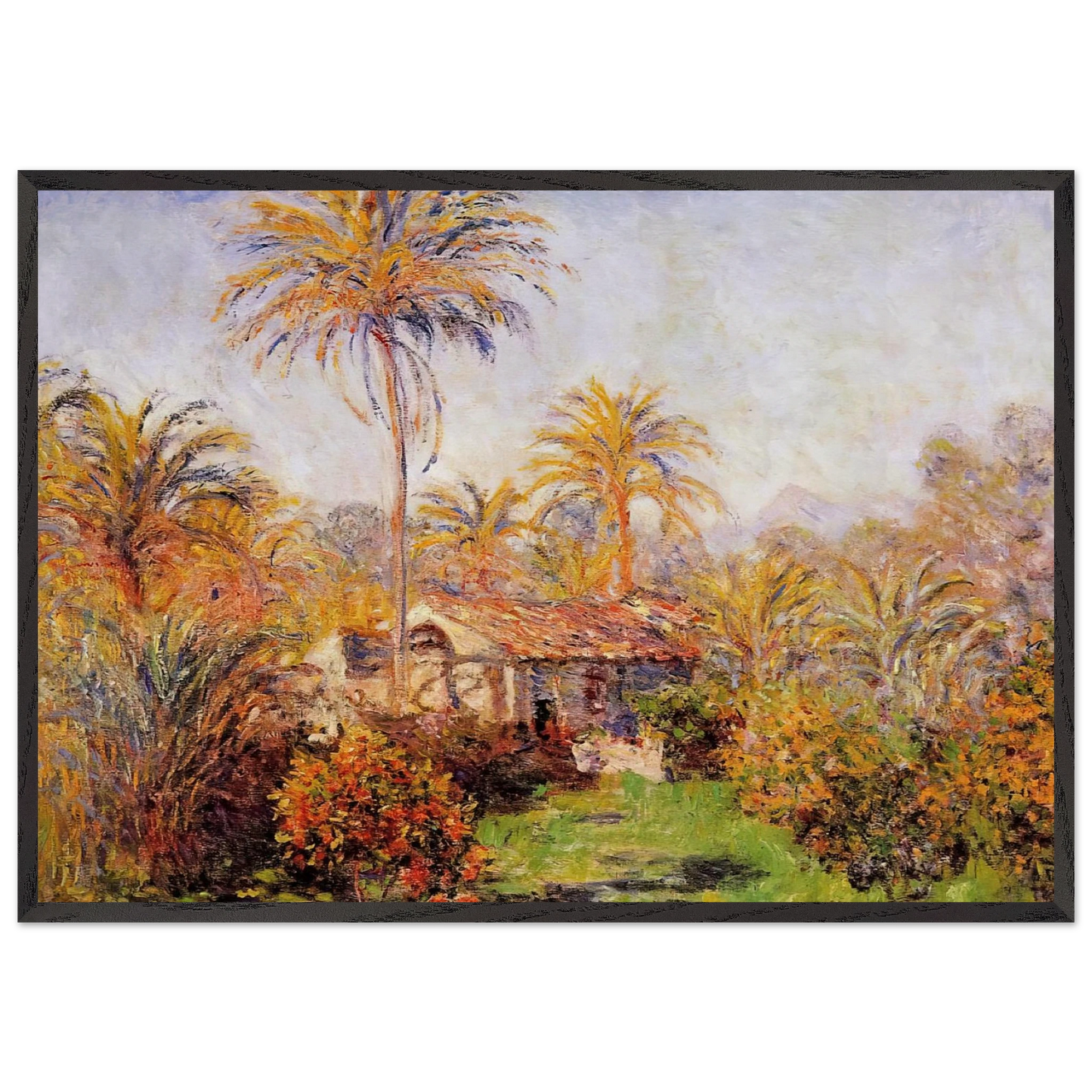 Small Country Farm in Bordighera - claude monet 70x100 cm / 28x40 inches Framed Art Print – Black Wooden Frame