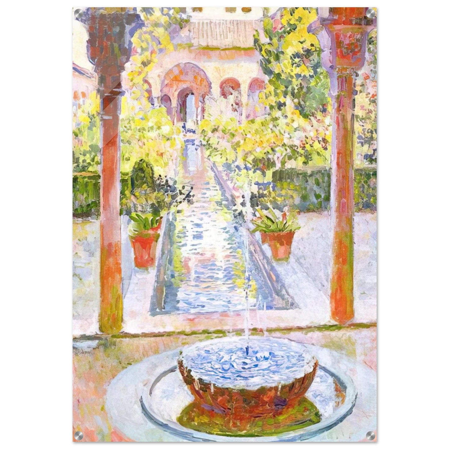 THE GARDENS OF GENERALIFE IN GRENADA 1913 - Theo van Rysselberghe Acrylic Print - 70x100 cm / 28x40″ inches