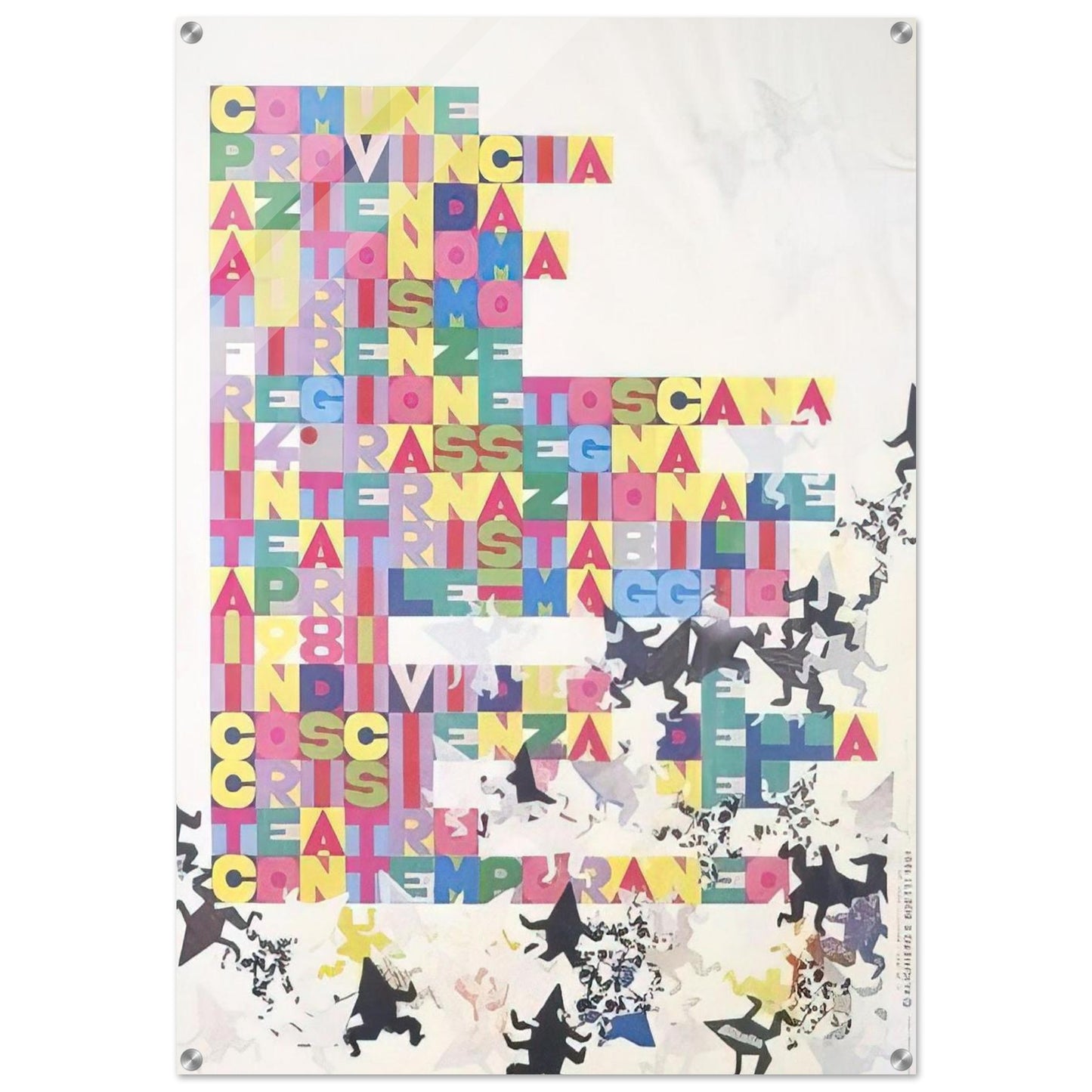 RASSEGNA INTERNAZIONALE TEATRI STABILI FACCINE COLORATE 1979 - Alighiero Boetti Acrylic Print - 70x100 cm / 28x40″ inches