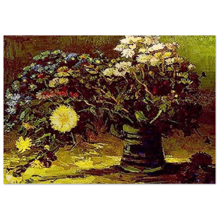 Vase with Daisies - Vincent van Gogh Brushed Aluminum Print - 70x100 cm / 28x40 inches | Vincent van Gogh Aluminum Print | Vincent van Gogh Prints