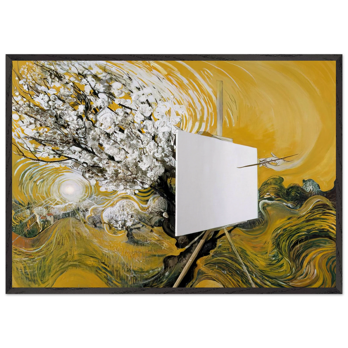 The Blossom Tree - 1982 - Brett Whiteley 70x100 cm / 28x40 inches Framed Art Print – Black Wooden Frame