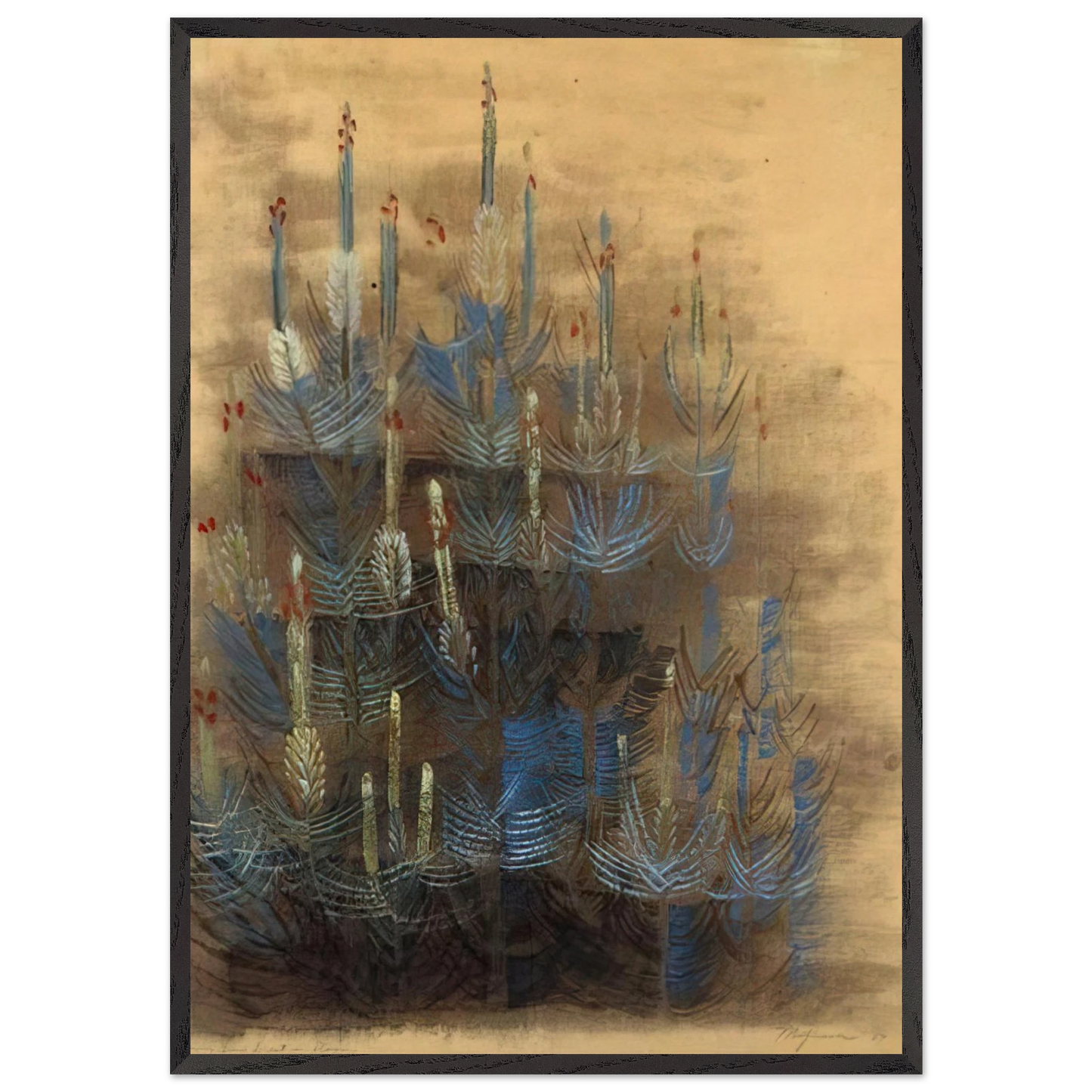 Young forest pine in bloom - 1947 - Morris Graves 70x100 cm / 28x40 inches Framed Art Print – Black Wooden Frame