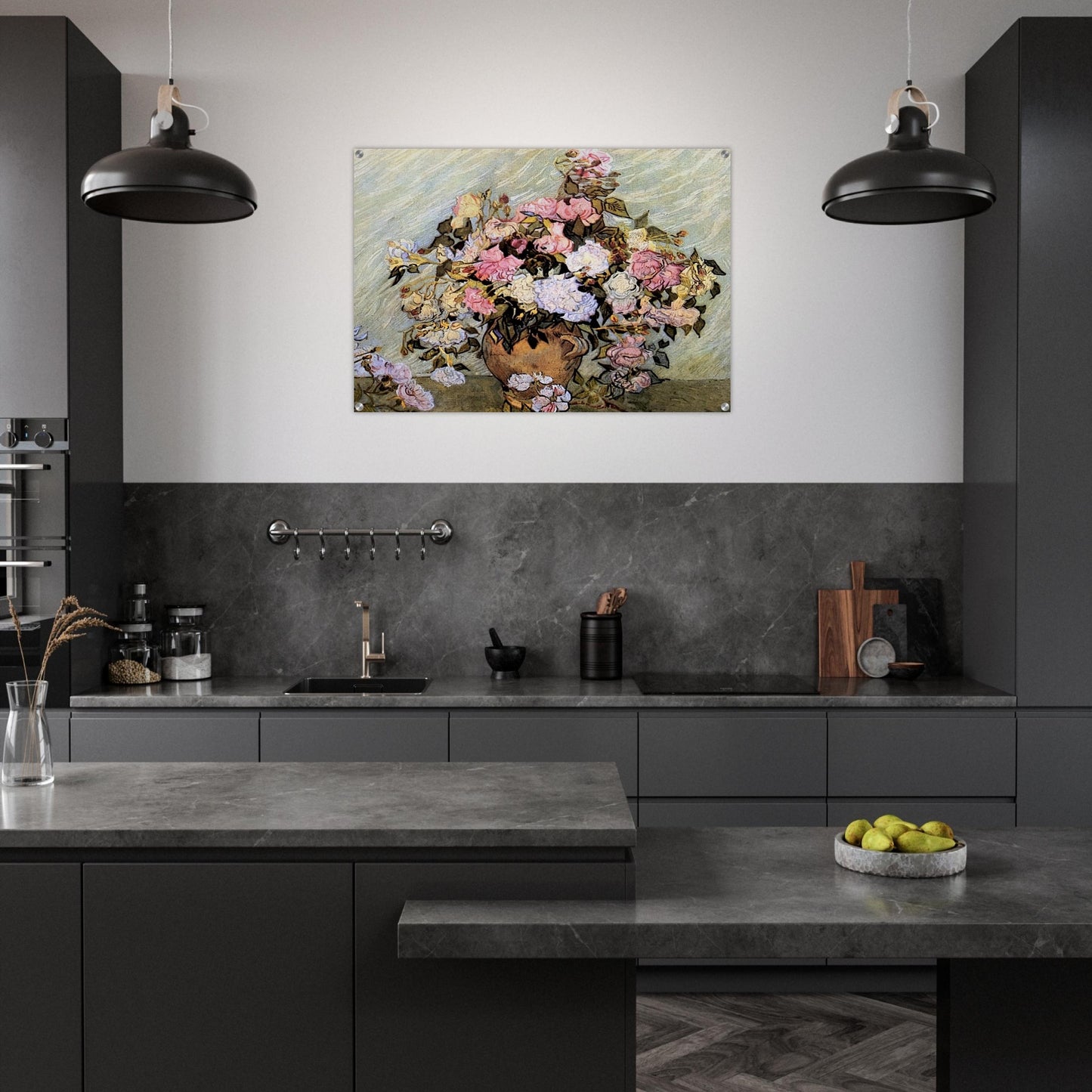 Still Life Vase with Roses - Vincent van Gogh Acrylic Print - 70x100 cm / 28x40″ inches | Vincent van Gogh Wall Art | Vincent van Gogh Prints