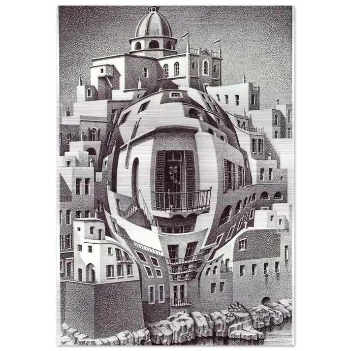 BALCONY - MC Escher Brushed Aluminum Print - 70x100 cm / 28x40 inches | MC Escher Aluminum Print | MC Escher Prints | Maurits Cornelis Escher Prints