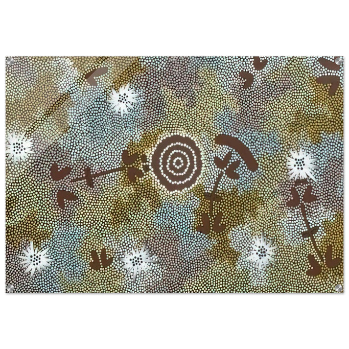 Rock Wallaby Dreaming - 1988 - Clifford Possum Tjapaltjarri Acrylic Print - 70x100 cm / 28x40″ inches | Clifford Possum Tjapaltjarri Wall Art | Clifford Possum Tjapaltjarri Prints
