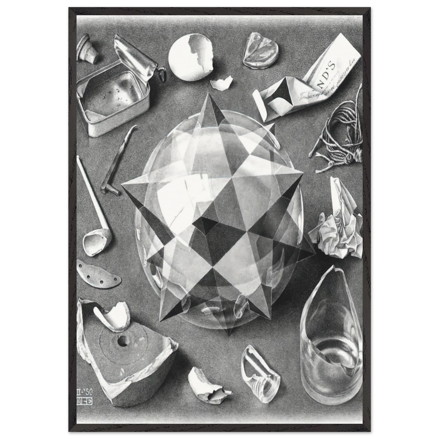 CONTRAST ORDER AND CHAOS - MC Escher 70x100 cm / 28x40 inches Framed Art Print – Black Wooden Frame | Maurits Cornelis Escher Prints