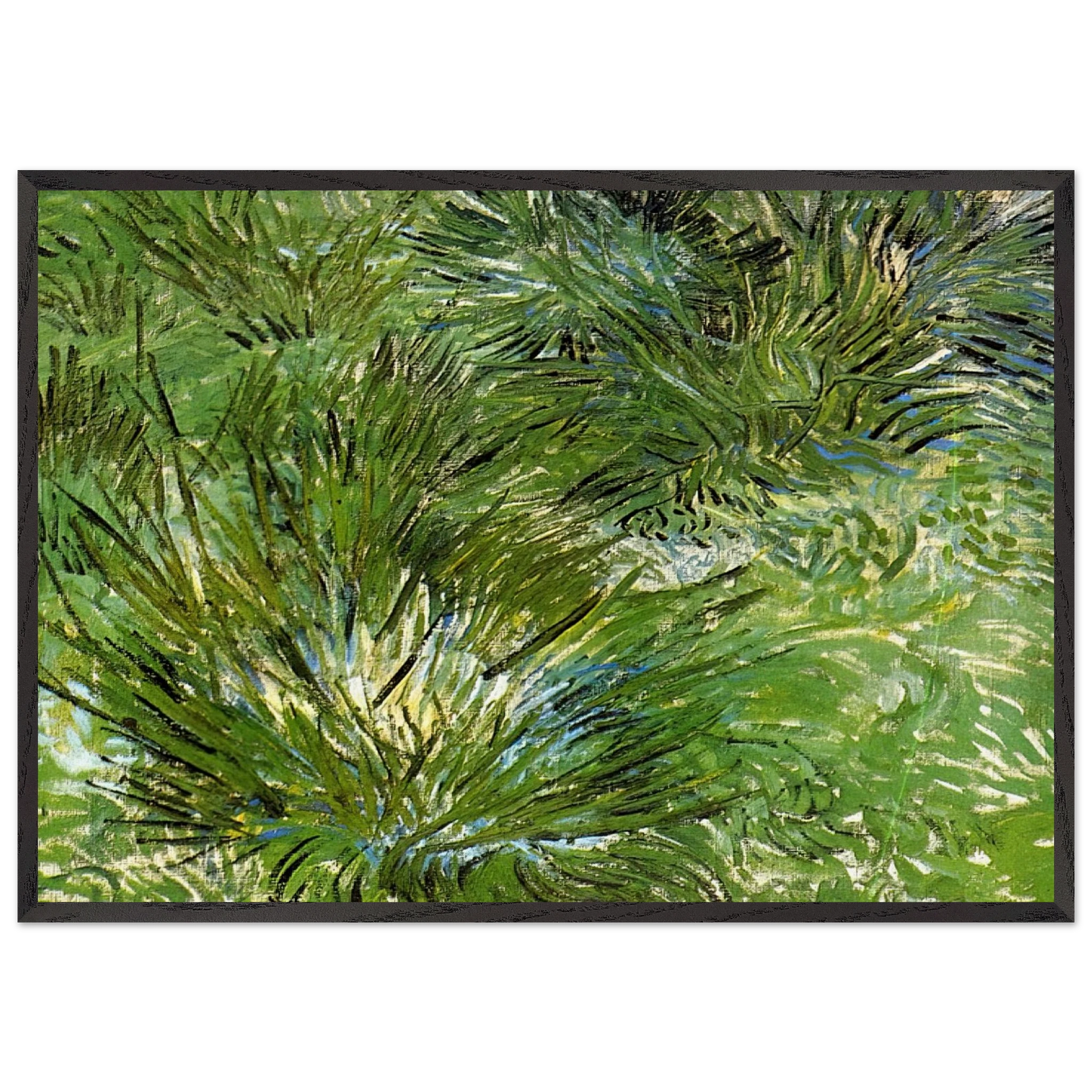 Clumps of Grass - Vincent van Gogh 70x100 cm / 28x40 inches Framed Art Print – Black Wooden Frame