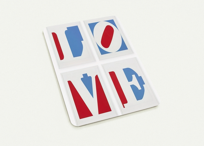 Four Panel Love By Robert Indiana Pack of 10 Post Cards | Robert Indiana Post Cards | A6 (10.5 x 14.8 cm) - 4.1 x 5.8 inches