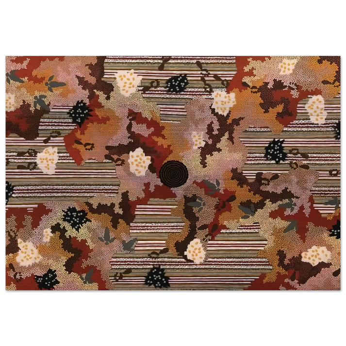 Wildflowers at Yabbierangu - 1991 - Clifford Possum Tjapaltjarri Brushed Aluminum Print - 70x100 cm / 28x40 inches | Clifford Possum Tjapaltjarri Aluminum Print | Clifford Possum Tjapaltjarri Prints