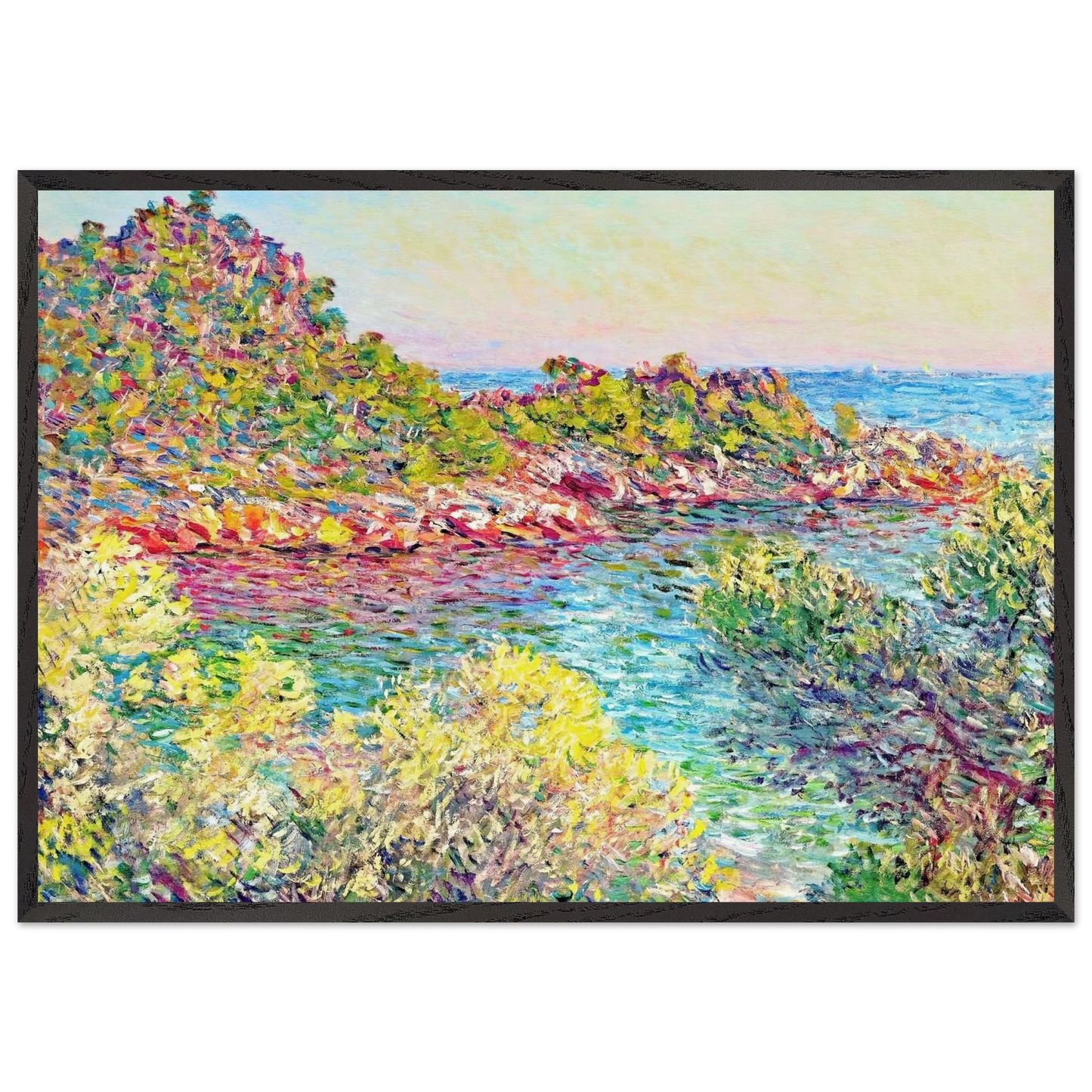 Landscape near Montecarlo - claude monet 70x100 cm / 28x40 inches Framed Art Print – Black Wooden Frame