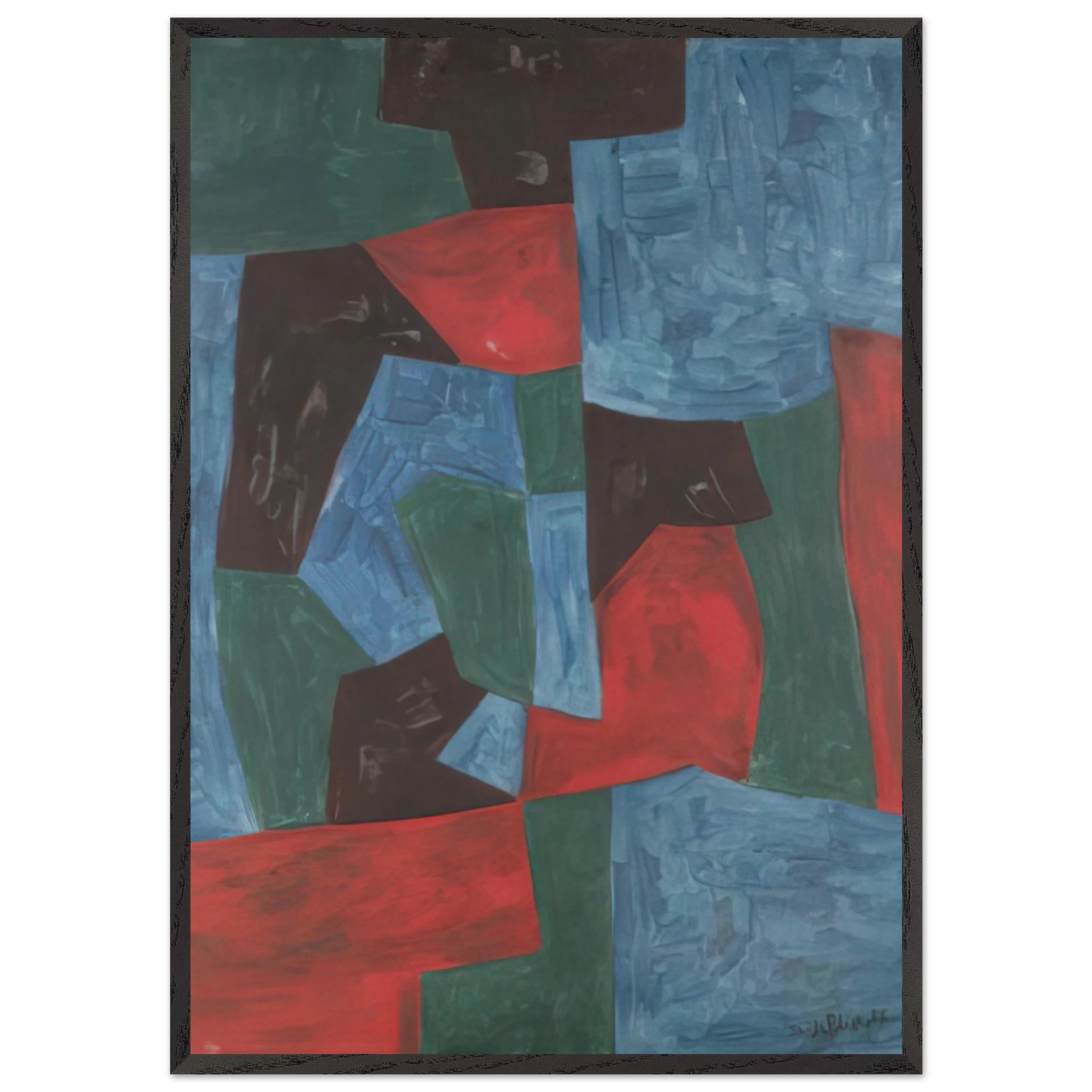 Composition abstraite - 1958 - Serge Poliakoff 70x100 cm / 28x40 inches Framed Art Print – Black Wooden Frame