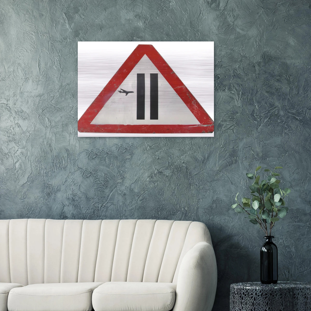 WARNING SIGN 2006 - Banksy Brushed Aluminum Print - 70x100 cm / 28x40 inches | Banksy Aluminum Print | Banksy Prints