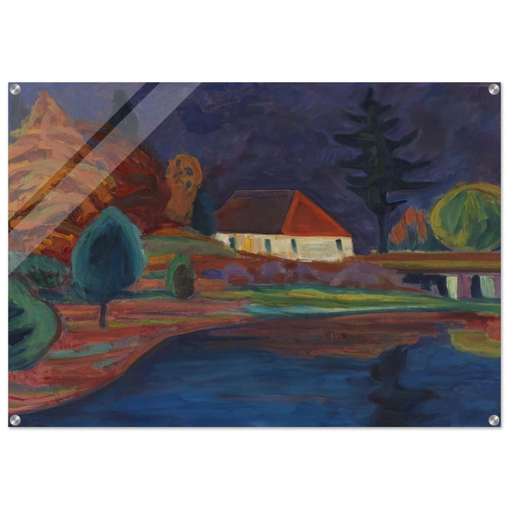 LANDSCHAFT MIT HAUS IN OBERAU 1908 - Gabriele Munter Acrylic Print - 70x100 cm / 28x40″ inches