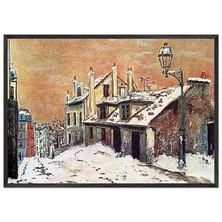 WINTER SCENE - Maurice Utrillo 70x100 cm / 28x40 inches Framed Art Print – Black Wooden Frame