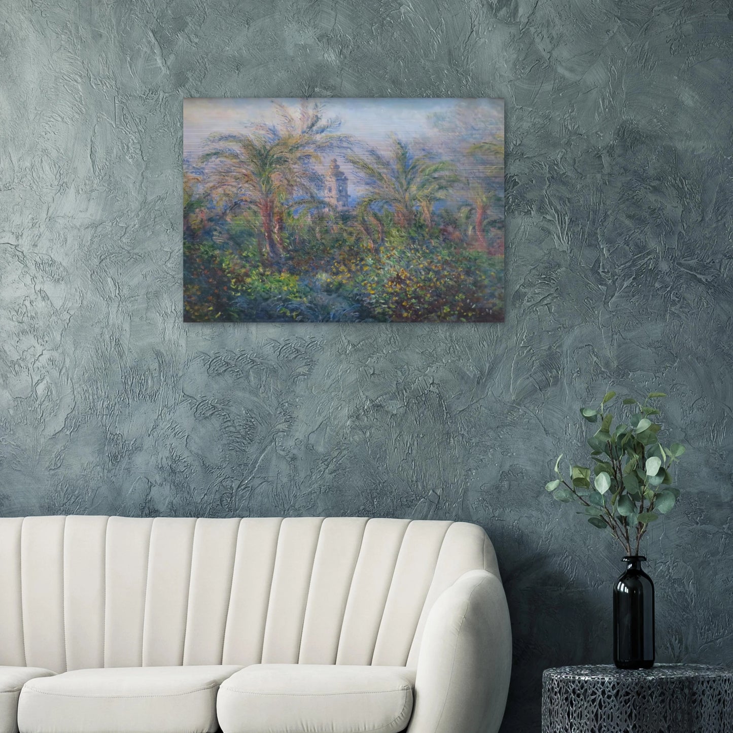 Garden in Bordighera, Impression of Morning - claude monet Brushed Aluminum Print - 70x100 cm / 28x40 inches | claude monet Aluminum Print | claude monet Prints