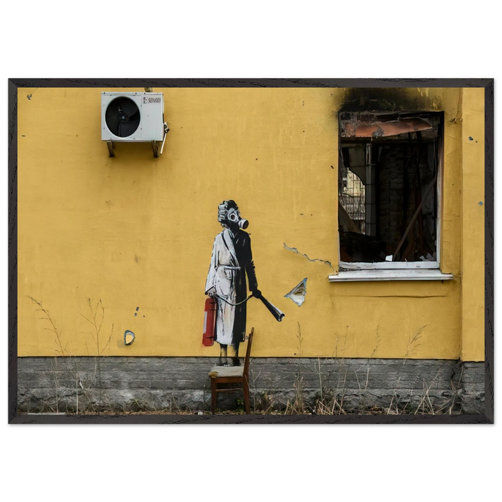 HOSTOMEL PROSKURIVSKA 2 2022 - Banksy 70x100 cm / 28x40 inches Framed Art Print – Black Wooden Frame