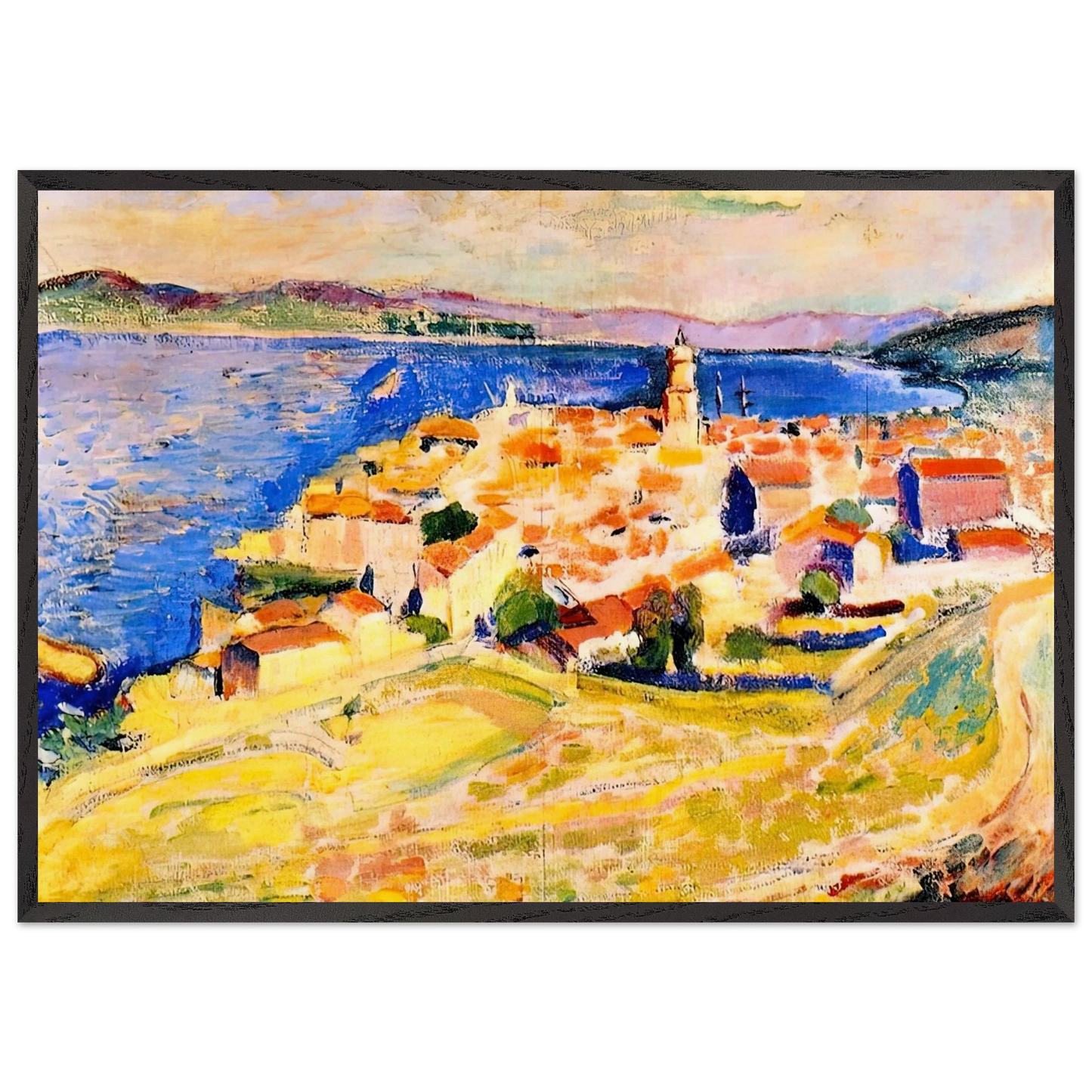 VIEW OF SAINT TROPEZ 1904 - Henri Matisse 70x100 cm / 28x40 inches Framed Art Print – Black Wooden Frame