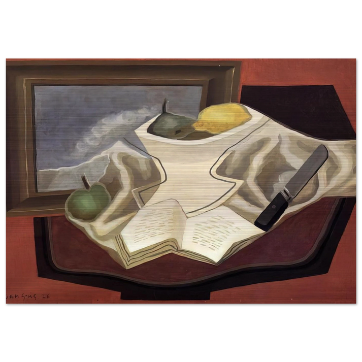 THE TABLE IN FRONT OF THE PICTURE 1926 - Juan Gris Brushed Aluminum Print - 70x100 cm / 28x40 inches | Juan Gris Aluminum Print | Juan Gris Prints