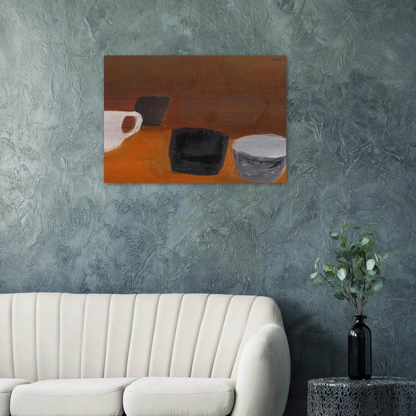 Still Life with White Mug - 1957 - William Scott Brushed Aluminum Print - 70x100 cm / 28x40 inches | William Scott Aluminum Print | William Scott Prints