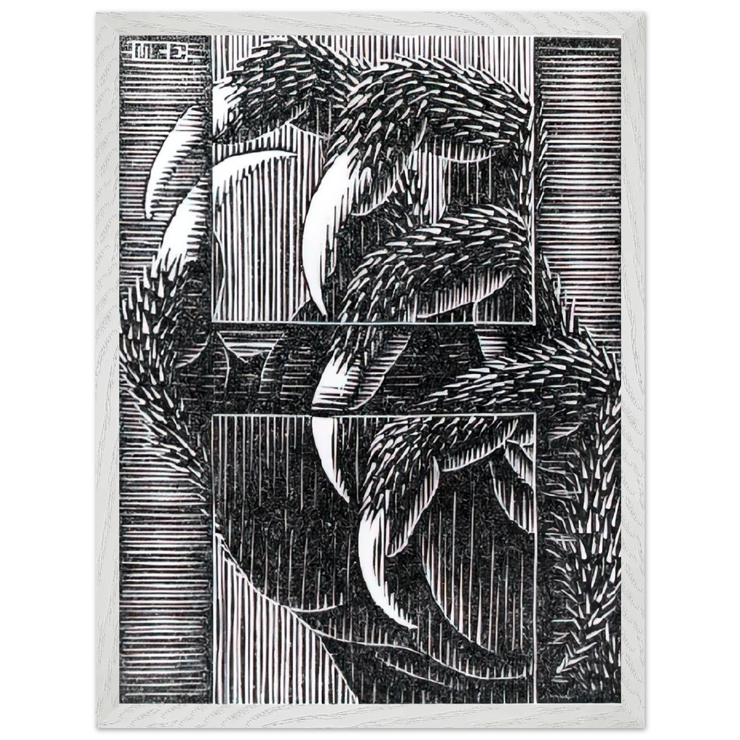 MC Escher - ESCHER (13) Wall Art - 60x80 cm / 24x32 inches - Premium Wooden Framed Poster With Fine Art Paper-canvas - White frame