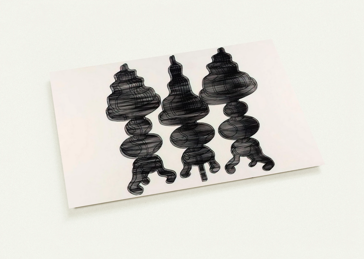 3 Cakes on Swivel Chairs - 1971 By Dieter Roth Pack of 10 Post Cards | Dieter Roth Post Cards | A6 (10.5 x 14.8 cm) - 4.1 x 5.8 inches