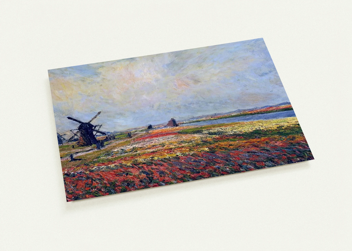 Fields of Flowers and Windmills near Leiden By claude monet Pack of 10 Post Cards | claude monet Post Cards | A6 (10.5 x 14.8 cm) - 4.1 x 5.8 inches