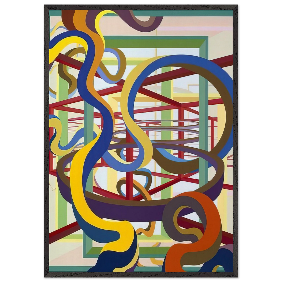Vorcex IV - Al Held 70x100 cm / 28x40 inches Framed Art Print – Black Wooden Frame