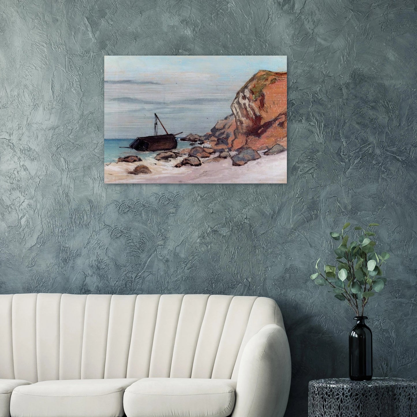 Saint-Adresse, Beached Sailboat - claude monet Brushed Aluminum Print - 70x100 cm / 28x40 inches | claude monet Aluminum Print | claude monet Prints