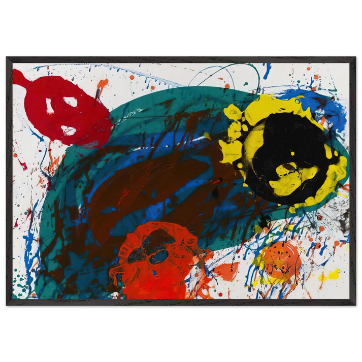 For Thirteen SFS-335 - Sam Francis 70x100 cm / 28x40 inches Framed Art Print – Black Wooden Frame