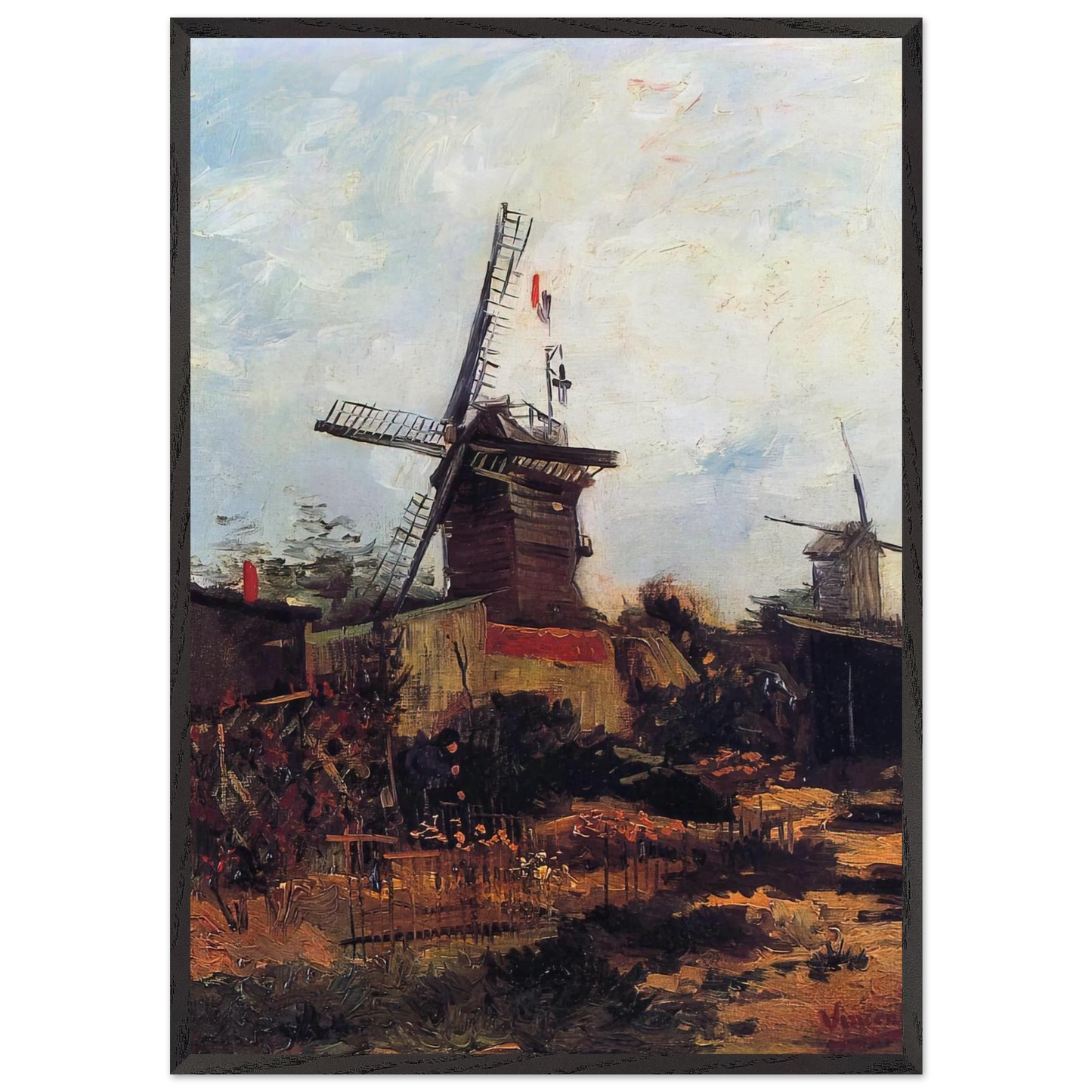 The Mill of Blute End - Vincent van Gogh 70x100 cm / 28x40 inches Framed Art Print – Black Wooden Frame