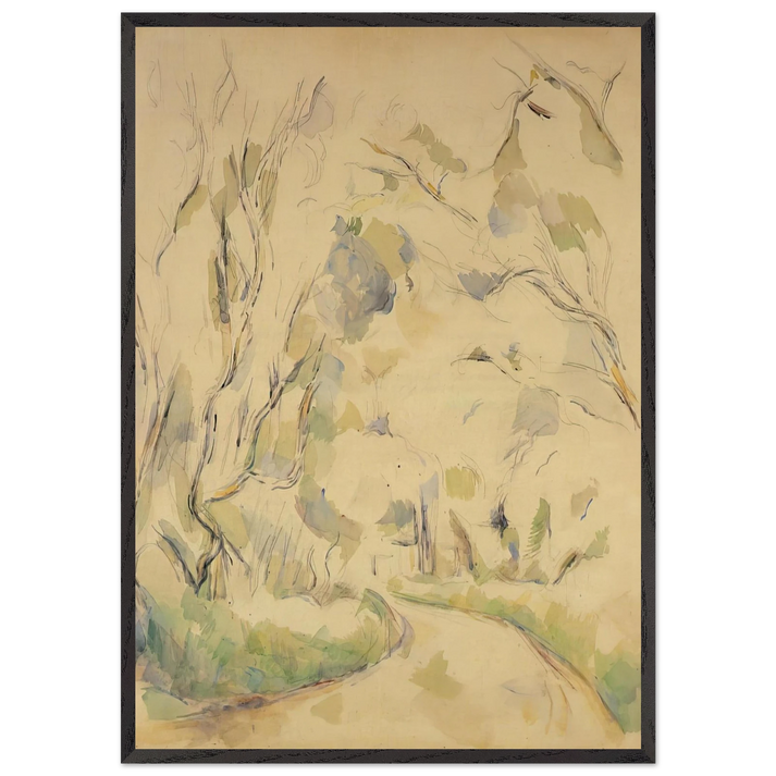 Well by the Winding Road in the Park of Chateau Noir - Paul Cezanne 70x100 cm / 28x40 inches Framed Art Print – Black Wooden Frame