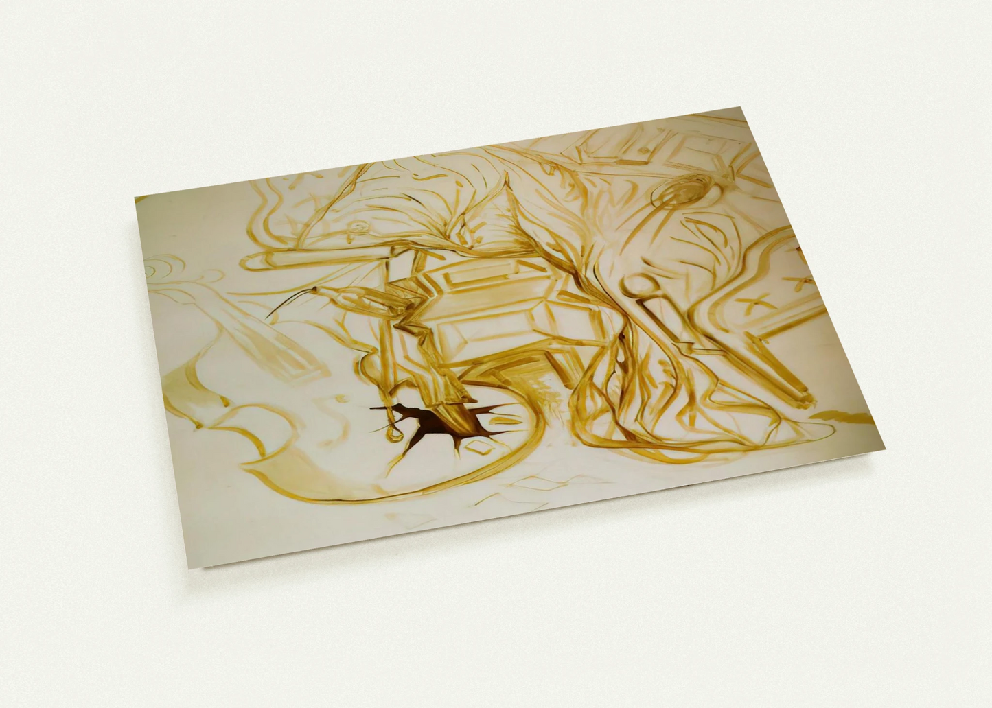 BED AND BEDSIDE TABLE FEROCIOUSLY ATTACKING A CELLO By Salvador Dali Pack of 10 Post Cards | Salvador Dali Post Cards | A6 (10.5 x 14.8 cm) - 4.1 x 5.8 inches