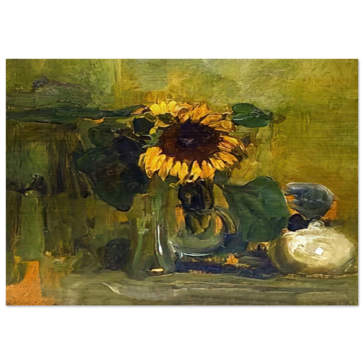Still life with Sunflower - Piet Mondrian Brushed Aluminum Print - 70x100 cm / 28x40 inches | Piet Mondrian Aluminum Print | Piet Mondrian Prints