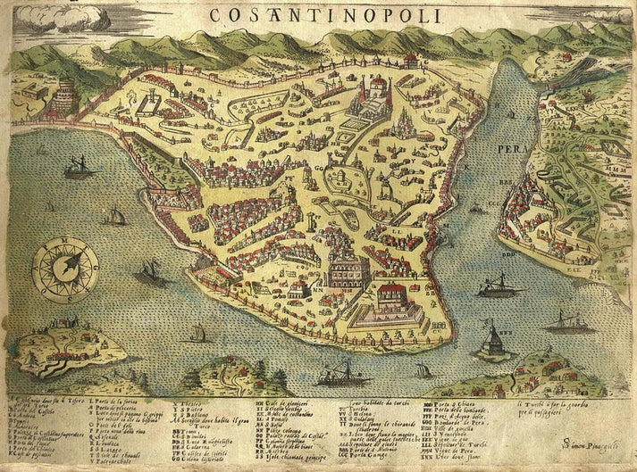 Constantinople Drawing Map Art Print | Historical Cartography | RedKalion