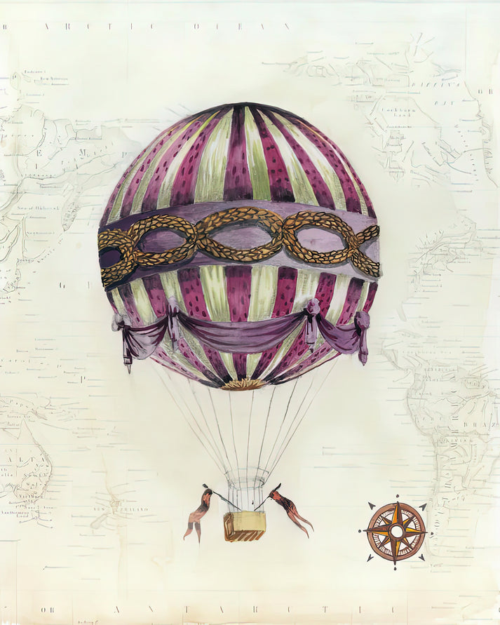 Vintage Hot Air Balloon Art Print | Premium Fine Art Print | RedKalion