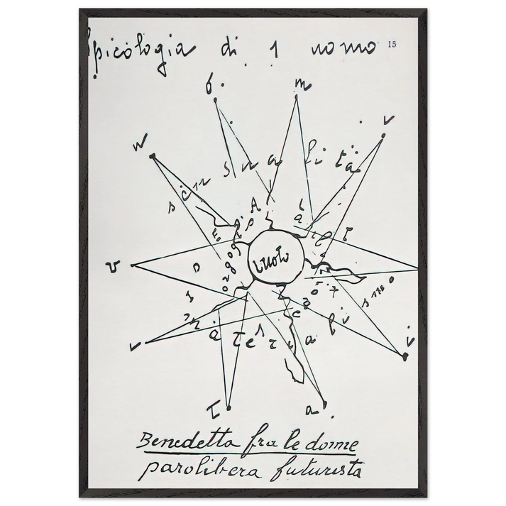 Spicologia di 1 Uomo - 1919 Italy - Benedetta Cappa 70x100 cm / 28x40 inches Framed Art Print – Black Wooden Frame