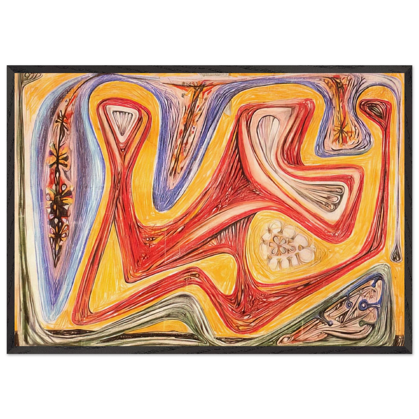 GLANDE FICTION 1938 - Roberto Matta 70x100 cm / 28x40 inches Framed Art Print – Black Wooden Frame
