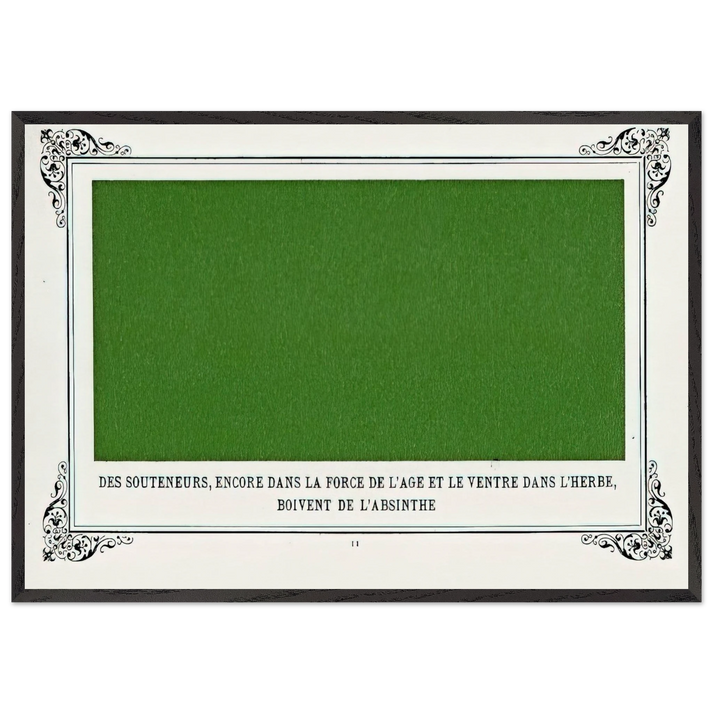 Some Pimps Known as Green Backs on their Bellies in the Grass Drinking Absinthe - Alphonse Allais 70x100 cm / 28x40 inches Framed Art Print – Black Wooden Frame