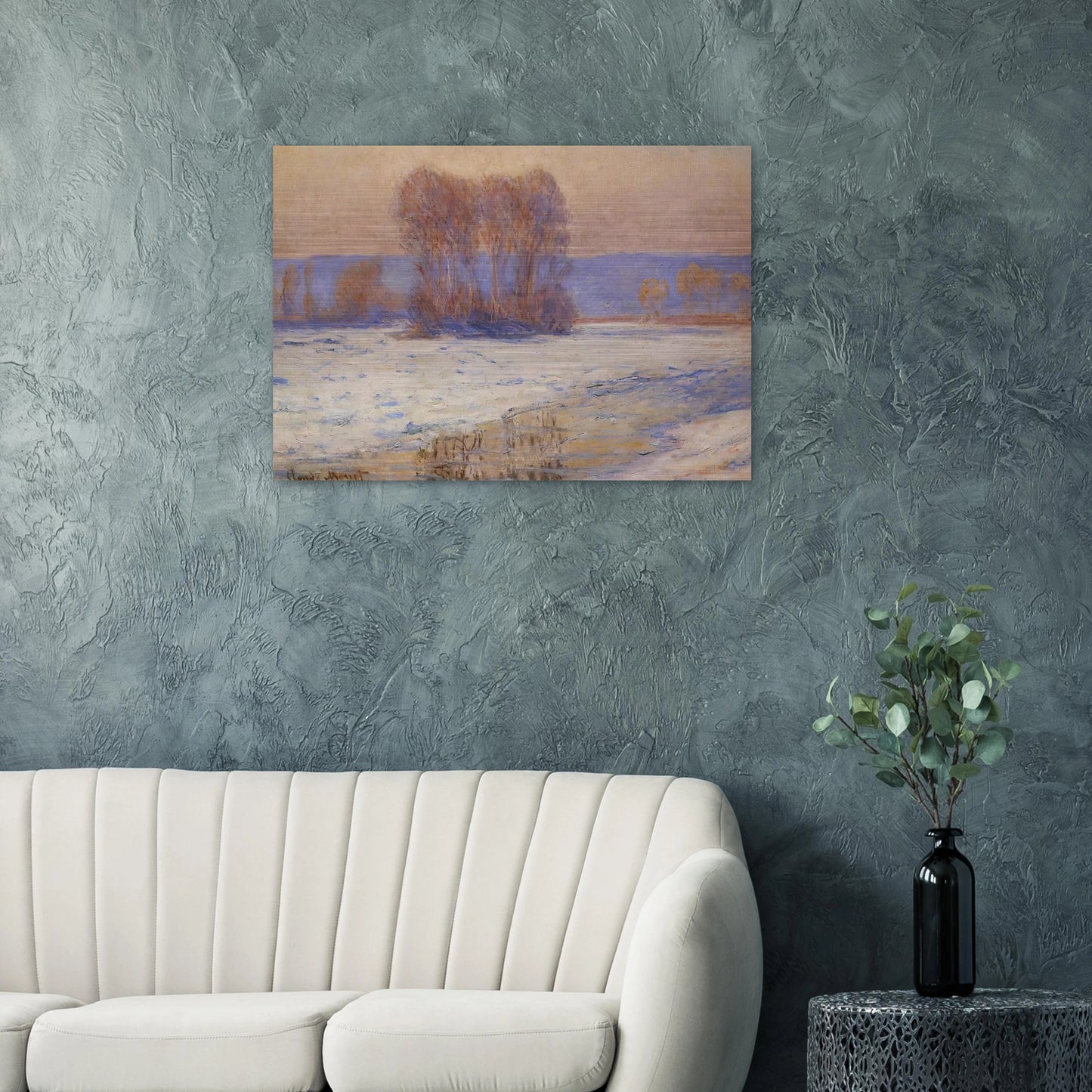 The Seine at Bennecourt, Winter - claude monet Brushed Aluminum Print - 70x100 cm / 28x40 inches | claude monet Aluminum Print | claude monet Prints