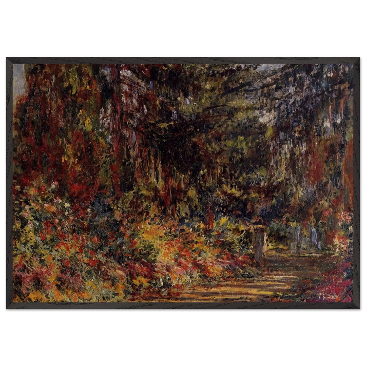 Path at Giverny - claude monet 70x100 cm / 28x40 inches Framed Art Print – Black Wooden Frame