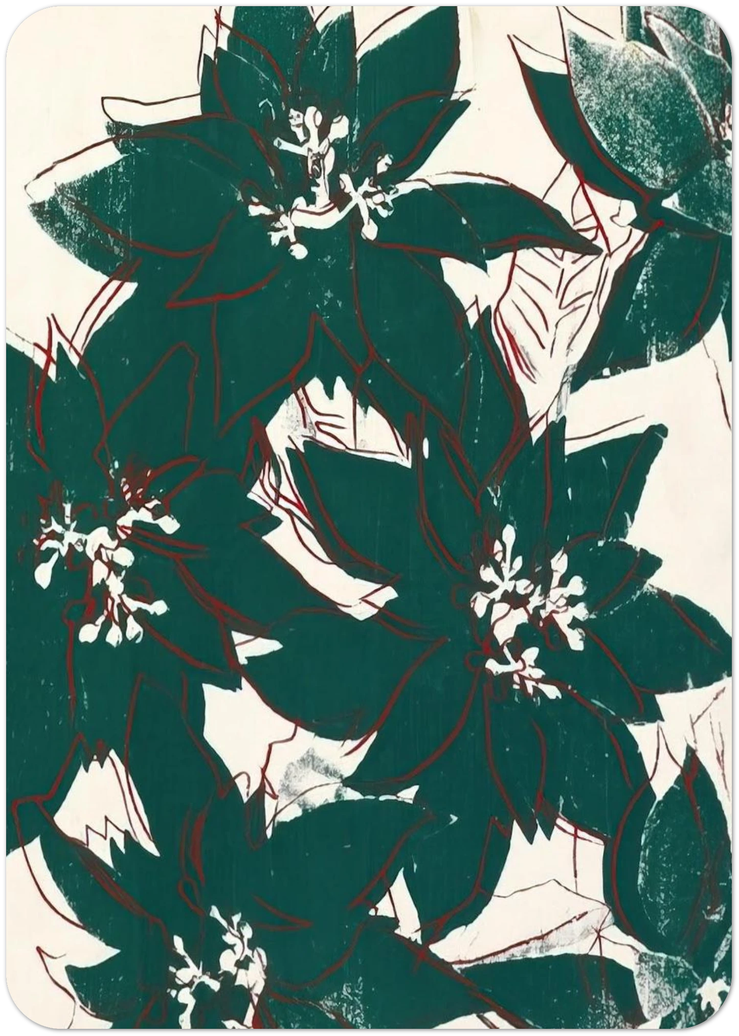 Poinsetta By Andy Warhol Pack of 10 Post Cards | Andy Warhol Post Cards | A6 (10.5 x 14.8 cm) - 4.1 x 5.8 inches