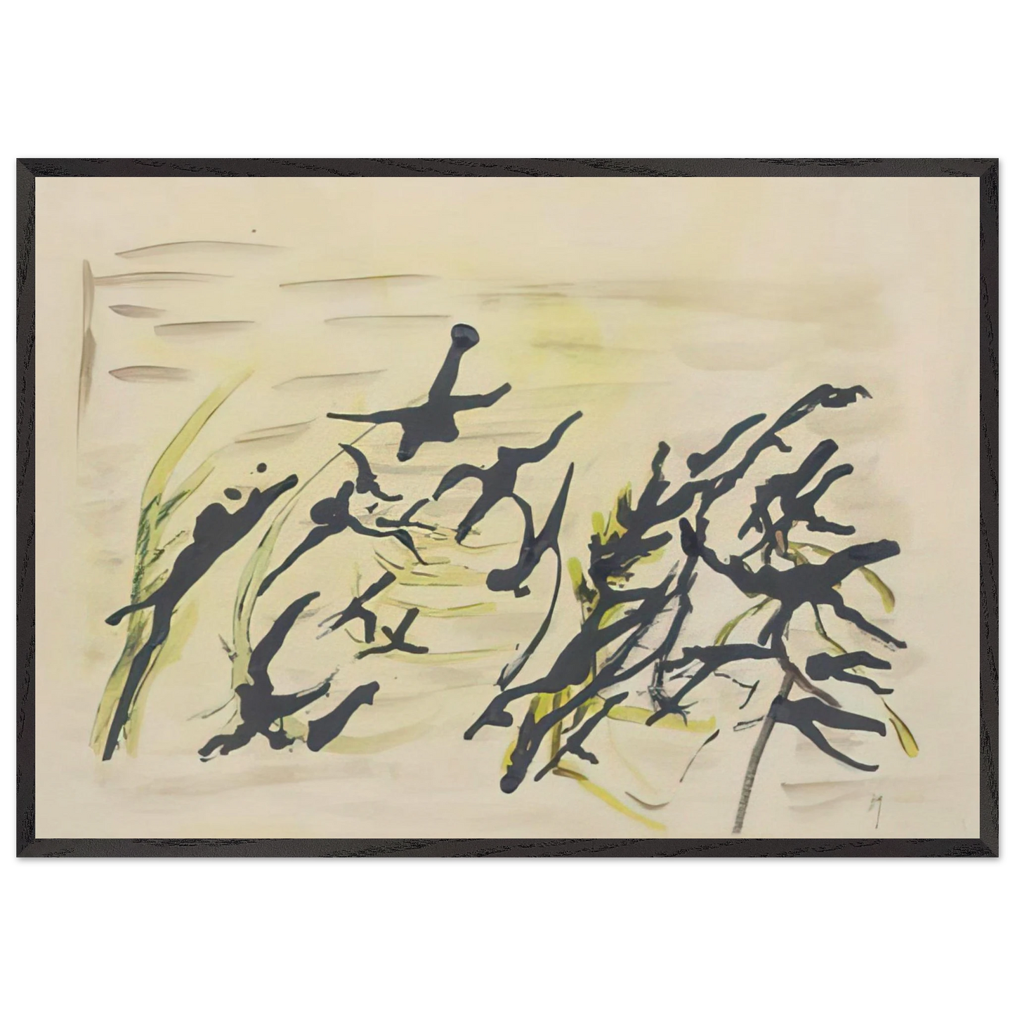 COMPOSITION 1 N1 - Henri Michaux 70x100 cm / 28x40 inches Framed Art Print – Black Wooden Frame