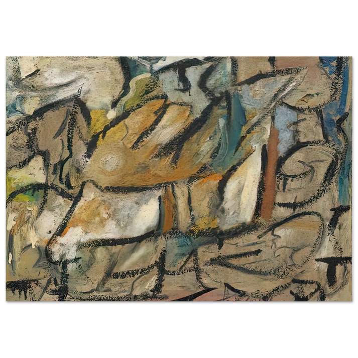 Helen Frankenthaler - August Weather, 1951- Wall Art - 30x40 cm / 12x16 inches - Premium Wooden Framed Poster With Fine Art Paper-canvas - Black frame