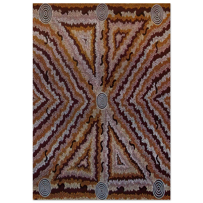 Witchetty Grub Dreaming - 1983 - Clifford Possum Tjapaltjarri Brushed Aluminum Print - 70x100 cm / 28x40 inches | Clifford Possum Tjapaltjarri Aluminum Print | Clifford Possum Tjapaltjarri Prints