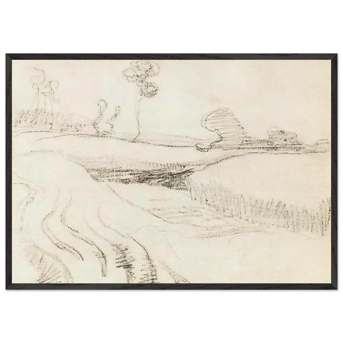 Little Stream Surrounded by Bushes - Vincent van Gogh 70x100 cm / 28x40 inches Framed Art Print – Black Wooden Frame