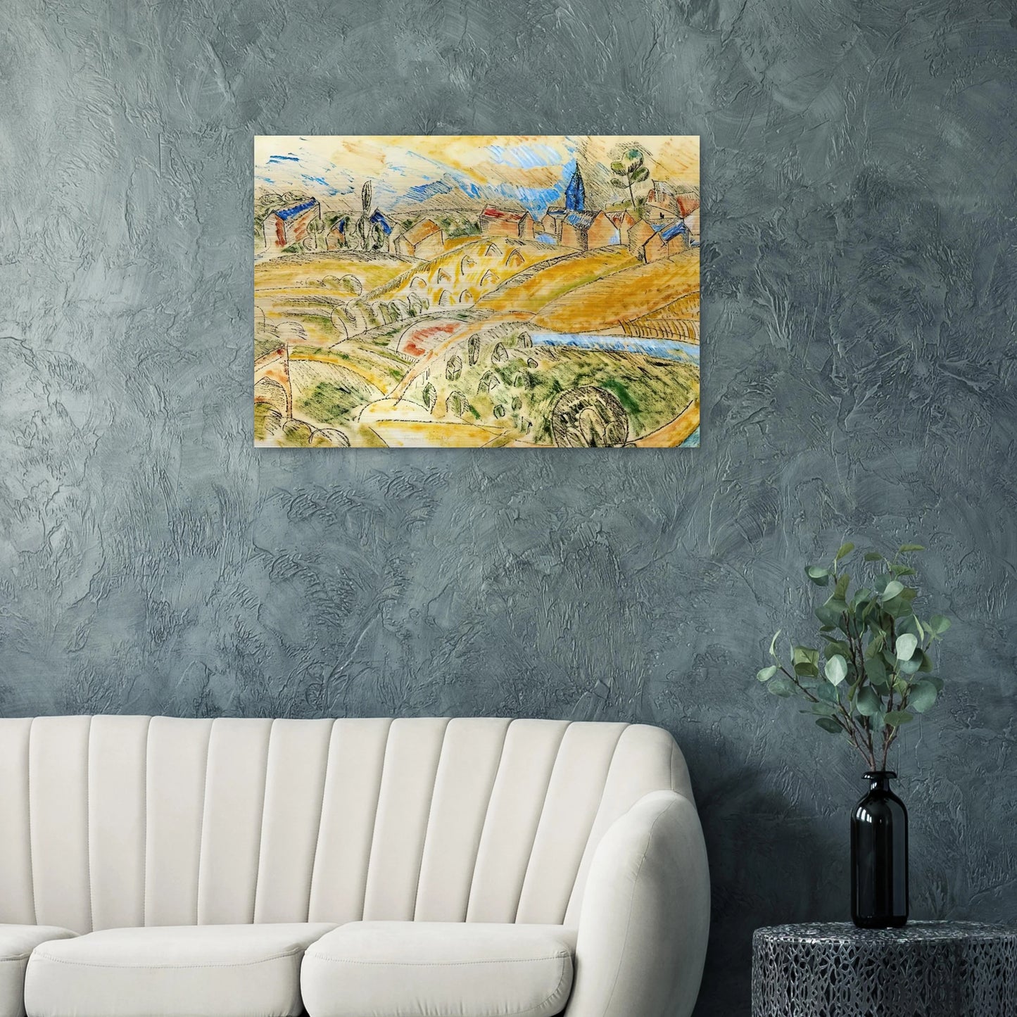 CUBIST LANDSCAPE WITH HAYSTACKS - Raoul Dufy Brushed Aluminum Print - 70x100 cm / 28x40 inches | Raoul Dufy Aluminum Print | Raoul Dufy Prints