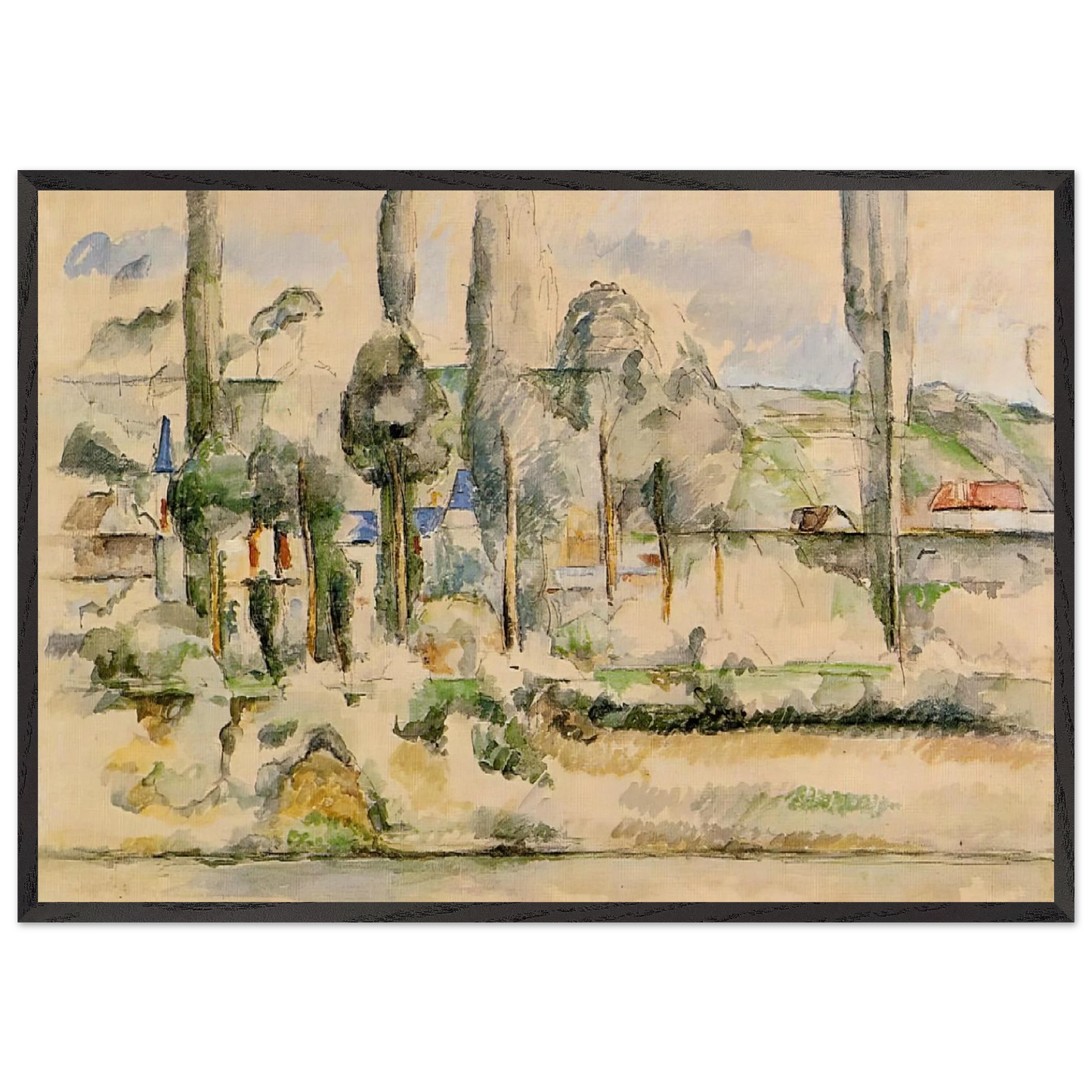 Chateau de Madan - Paul Cezanne 70x100 cm / 28x40 inches Framed Art Print – Black Wooden Frame