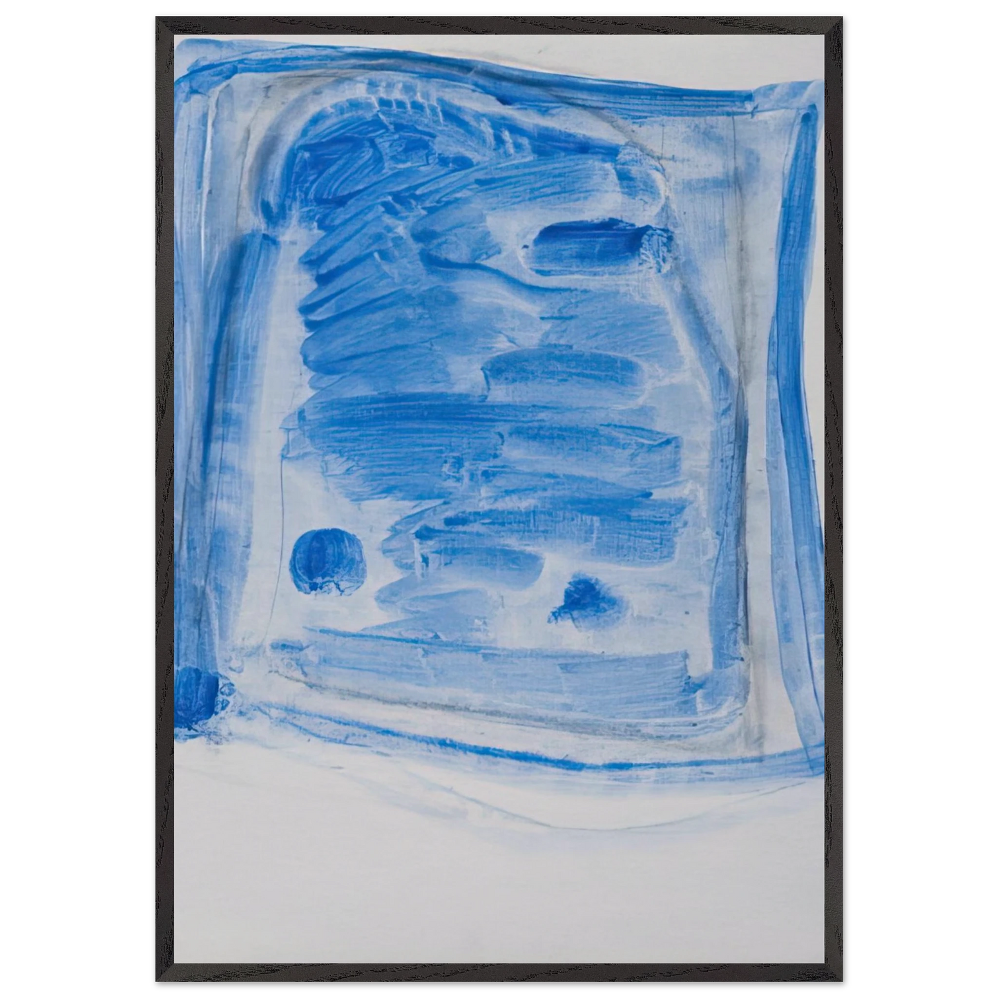 Sketchy Cobaltic Blue Flag - 2009 N1 - Ralston Crawford 70x100 cm / 28x40 inches Framed Art Print – Black Wooden Frame
